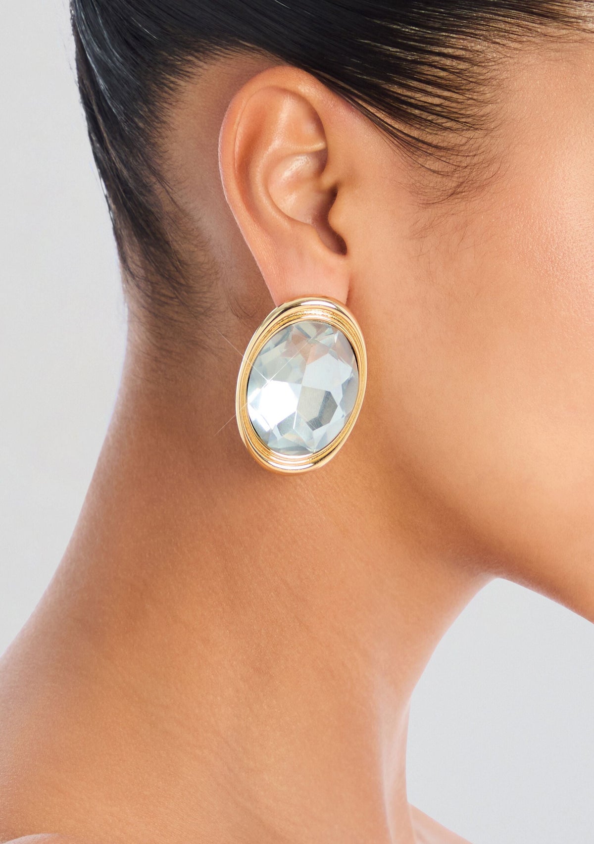 Salma Earrings by retrofête in Gold/Clear, product image 2