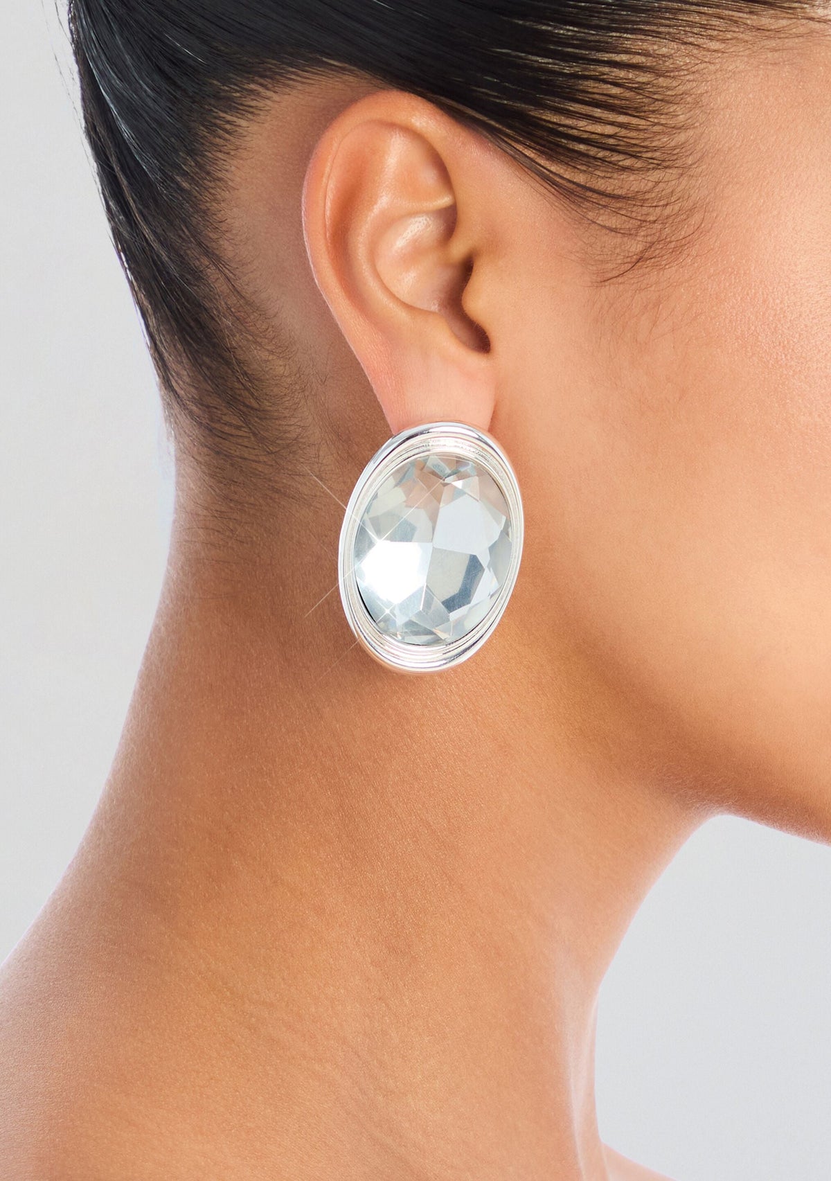 Salma Earrings by retrofête in Silver/Clear, product image 2