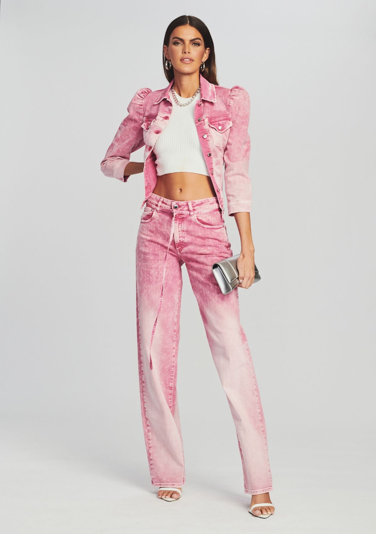 Ada Denim Jacket by retrofête in Pink Sorbet, product image 5