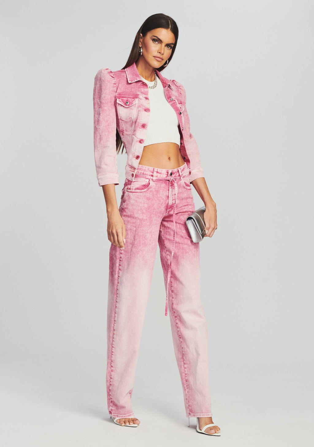 Ada Denim Jacket by retrofête in Pink Sorbet, product image 2