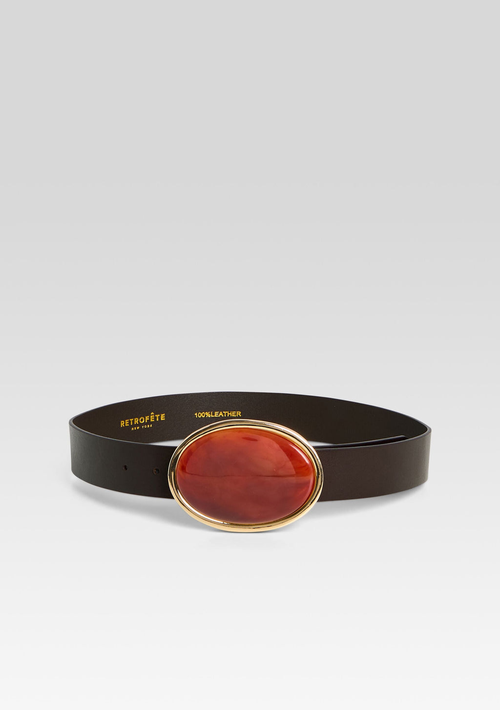 Dagmar High Waist Leather Belt by retrofête in Garnet/Brown, product image 1