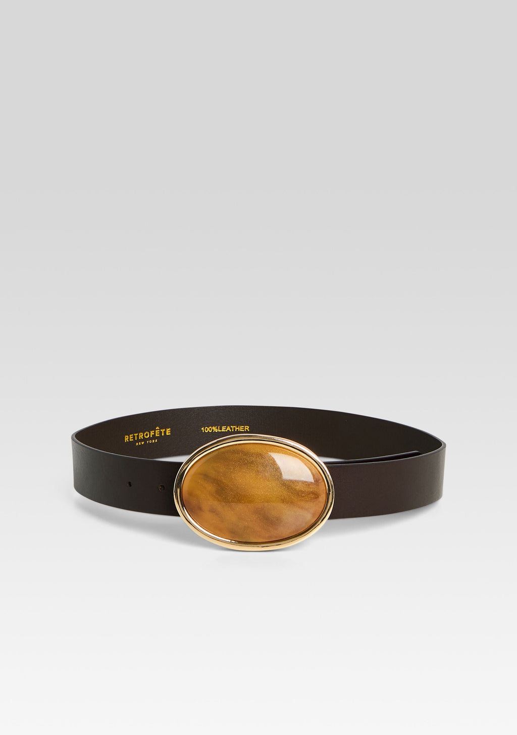 Dagmar High Waist Leather Belt by retrofête in Tiger Eye/ Brown, product image 1