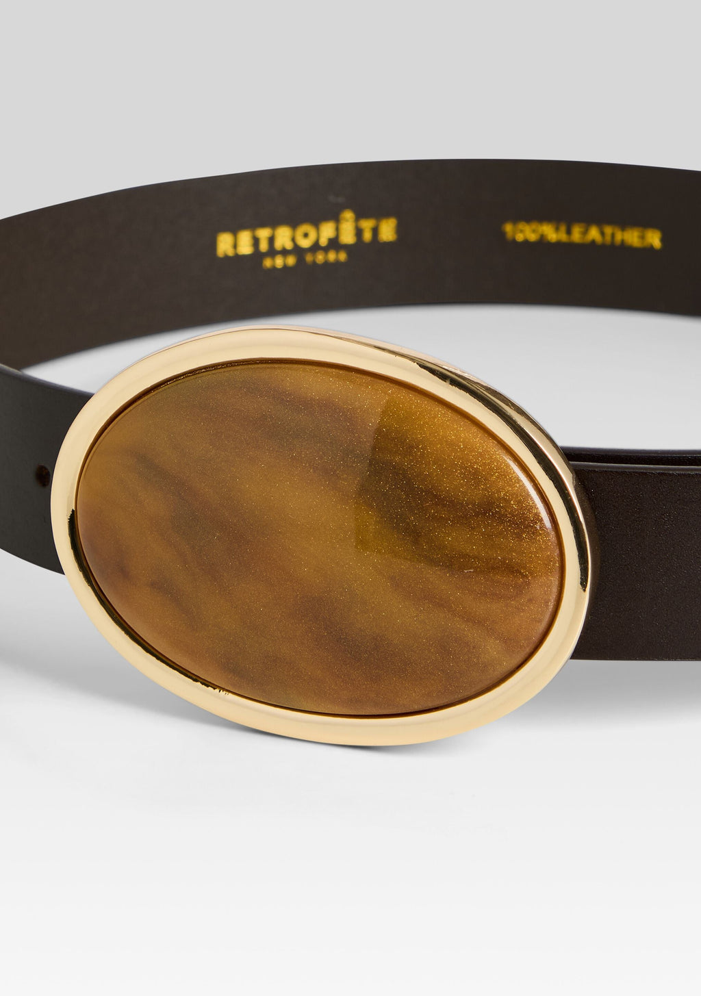 Dagmar High Waist Leather Belt by retrofête in Tiger Eye/ Brown, product image 3