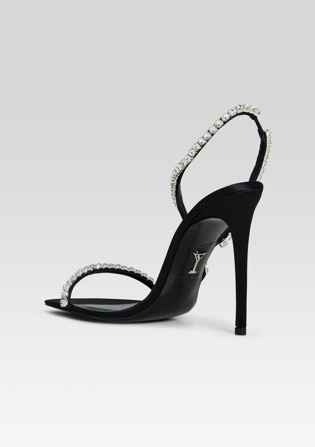 Erminia Embellished Sandal by retrofête in Black/Crystal, product image 5