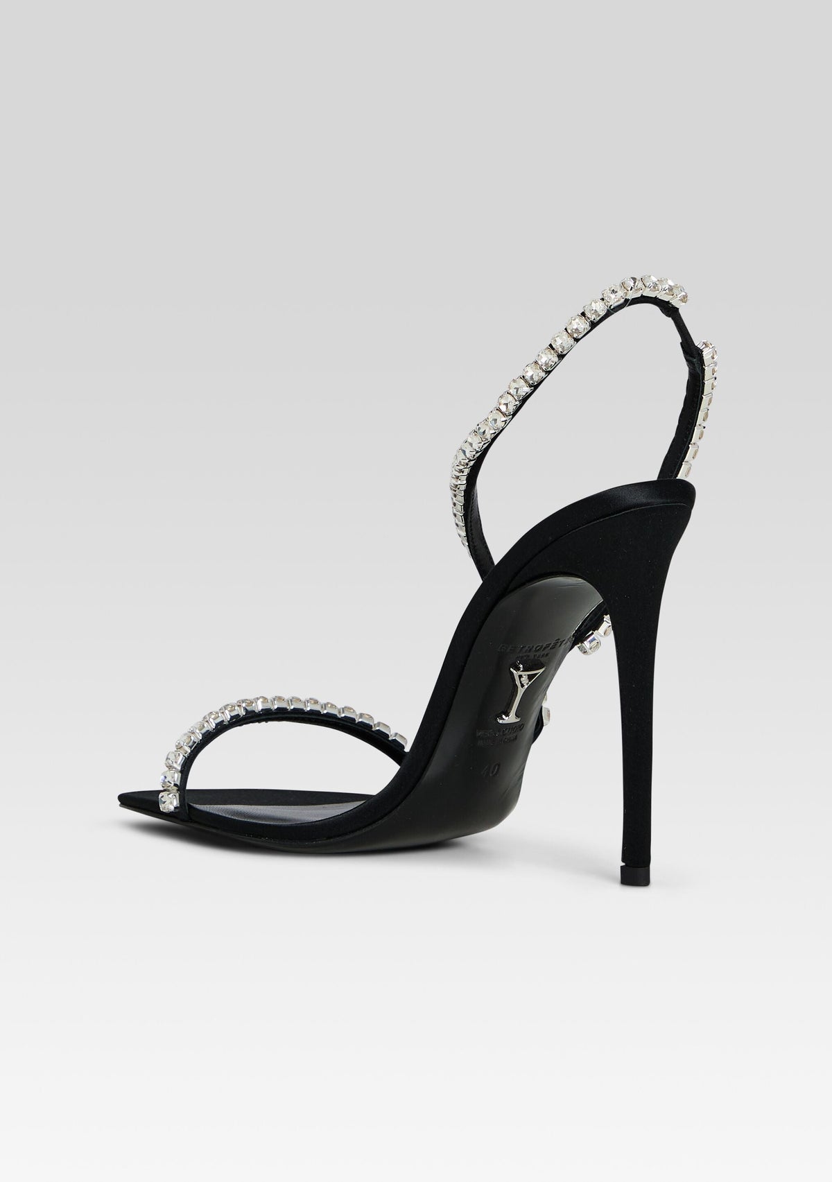 Erminia Embellished Sandal by retrofête in Black/Crystal, product image 5