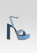 Melodia Platform Sandal by retrofête in Two Tone Denim, product image 1