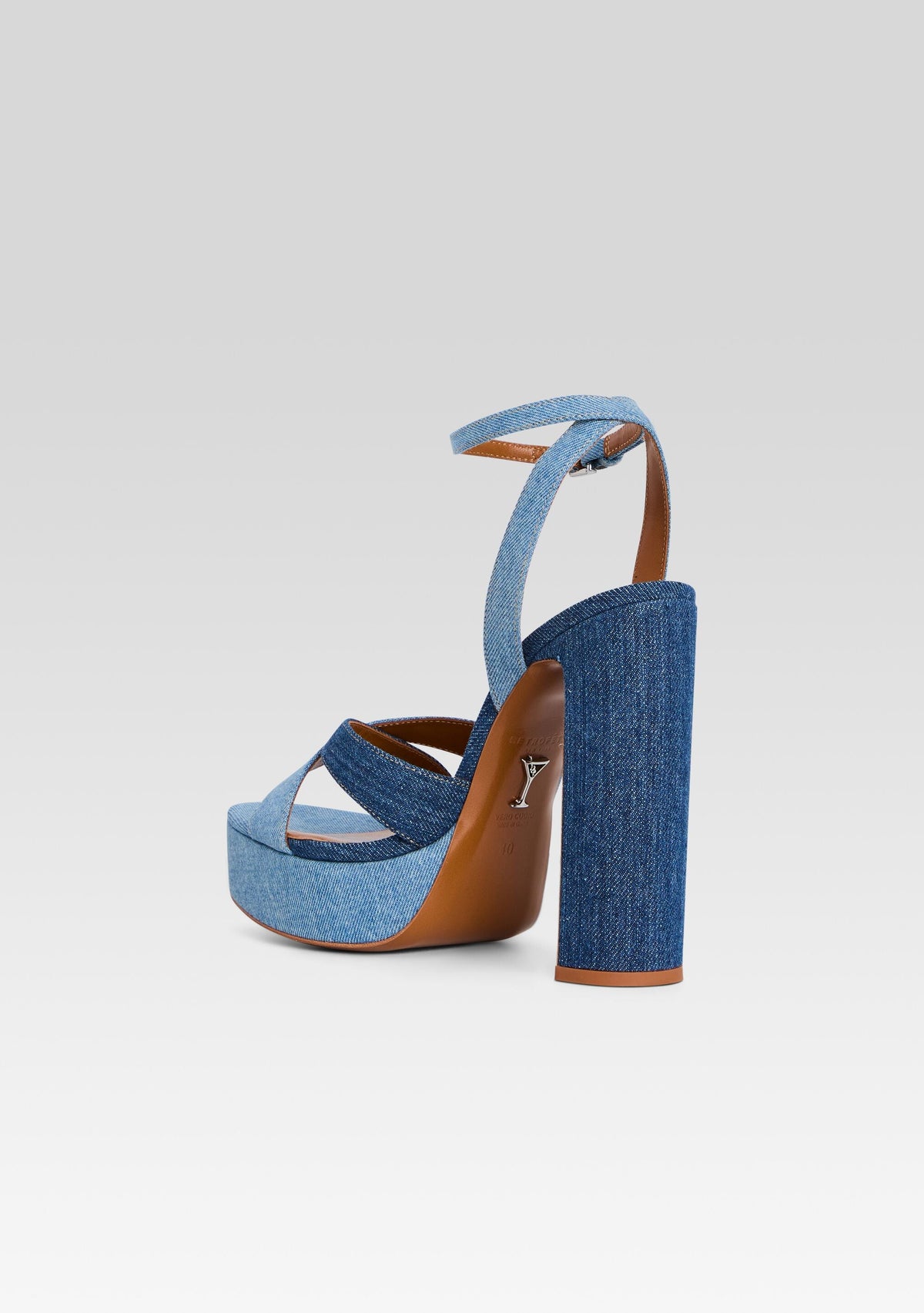 Melodia Platform Sandal by retrofête in Two Tone Denim, product image 5