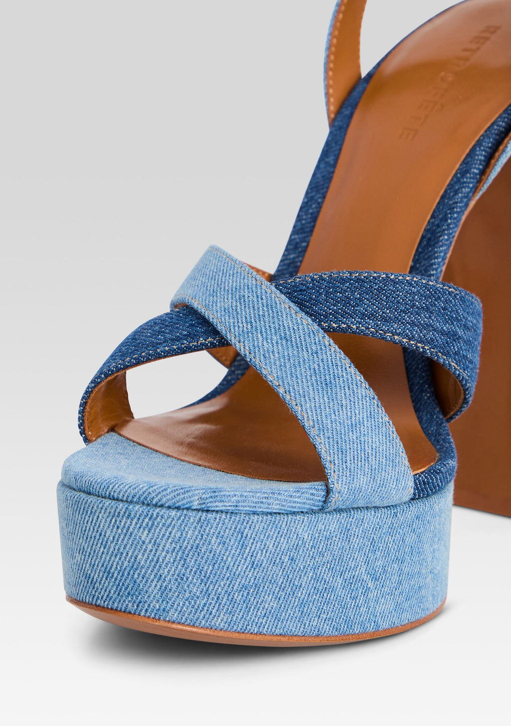 Melodia Platform Sandal by retrofête in Two Tone Denim, product image 3