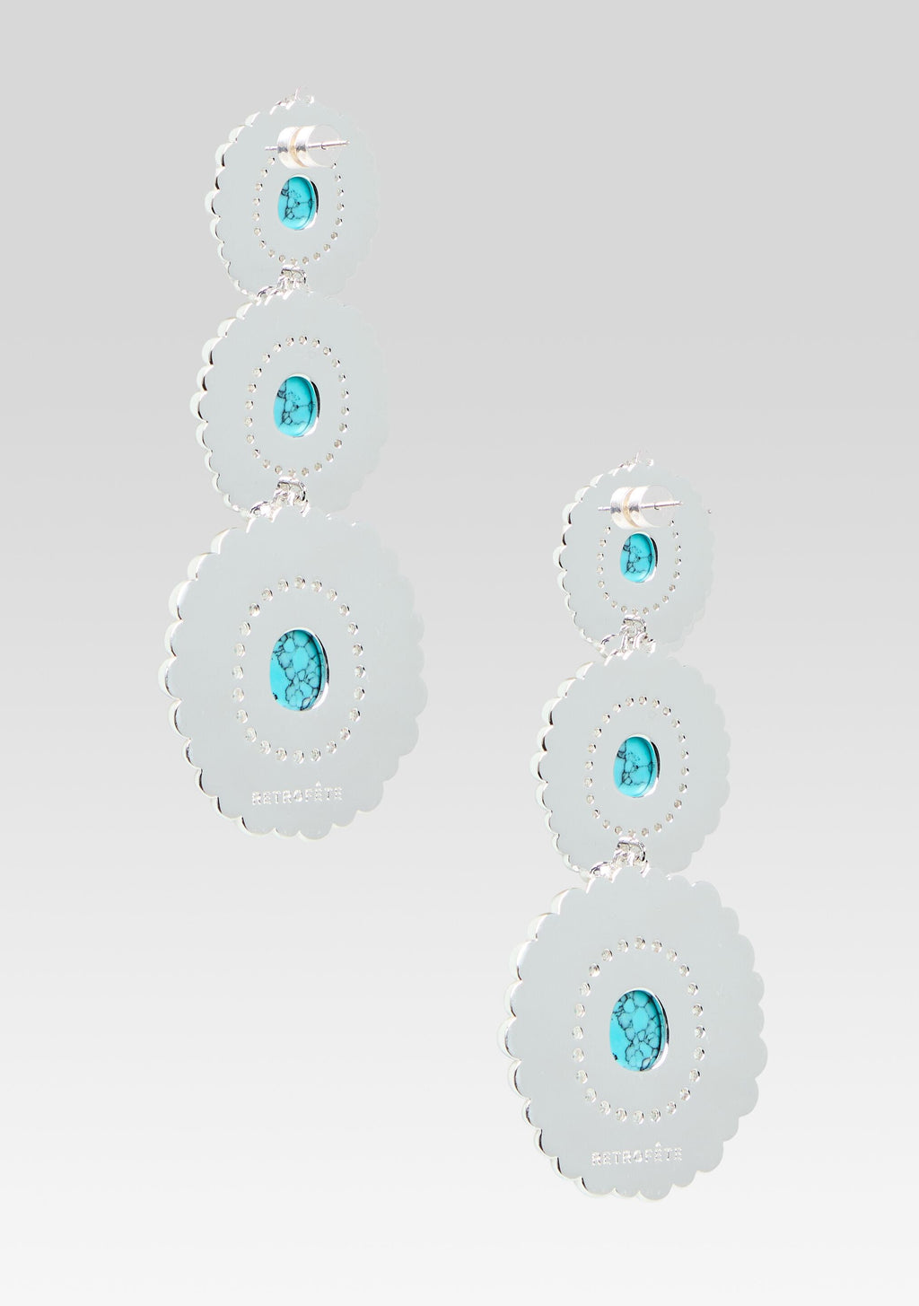 Orabella Turquoise Earrings by retrofête in Turquoise/Silver, product image 4