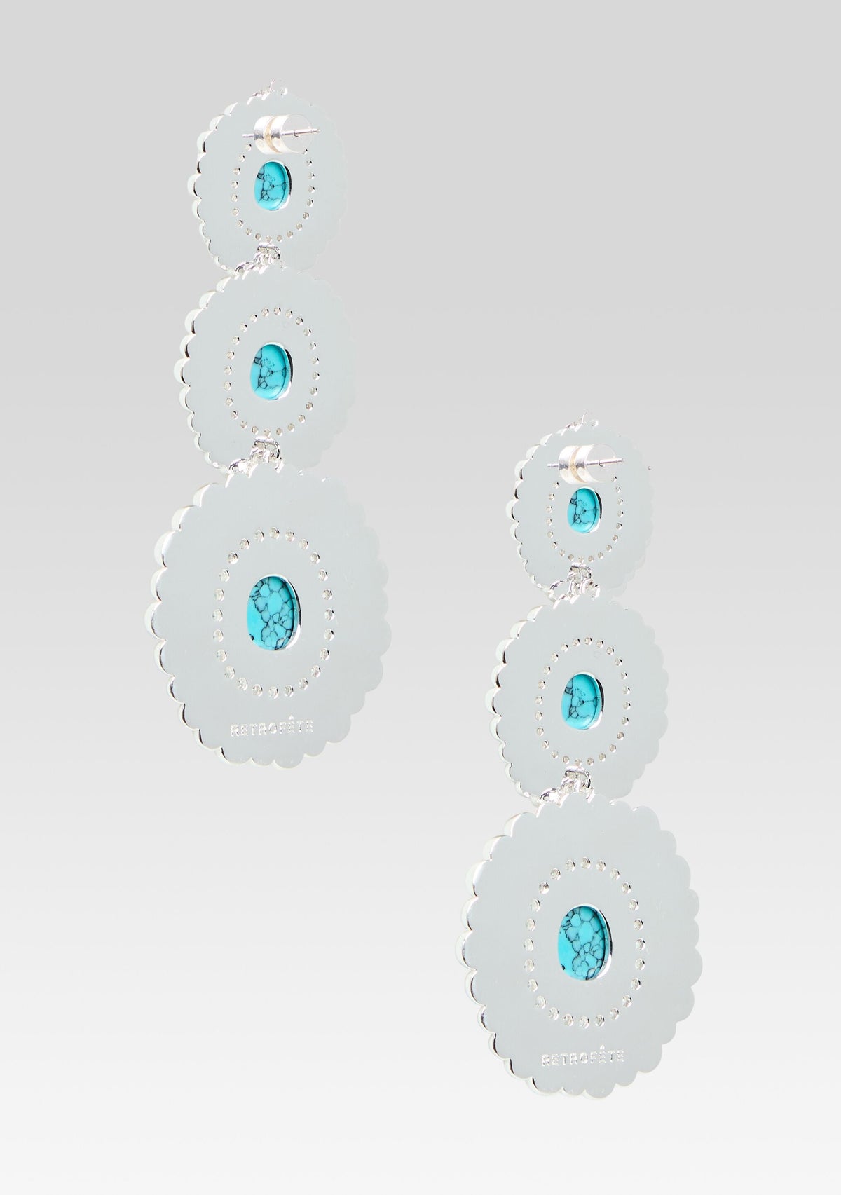Orabella Turquoise Earrings by retrofête in Turquoise/Silver, product image 4