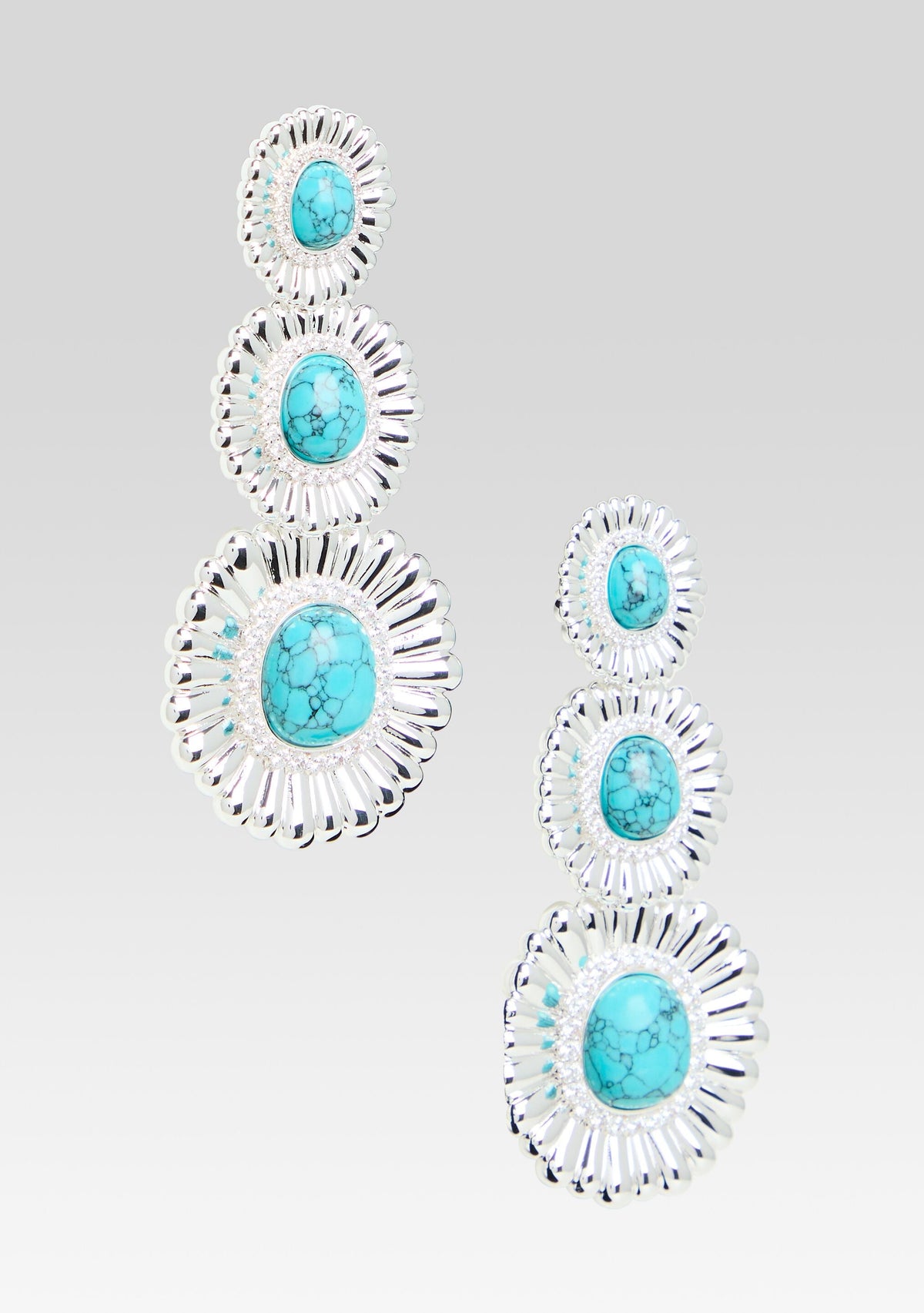 Orabella Turquoise Earrings by retrofête in Turquoise/Silver, product image 3