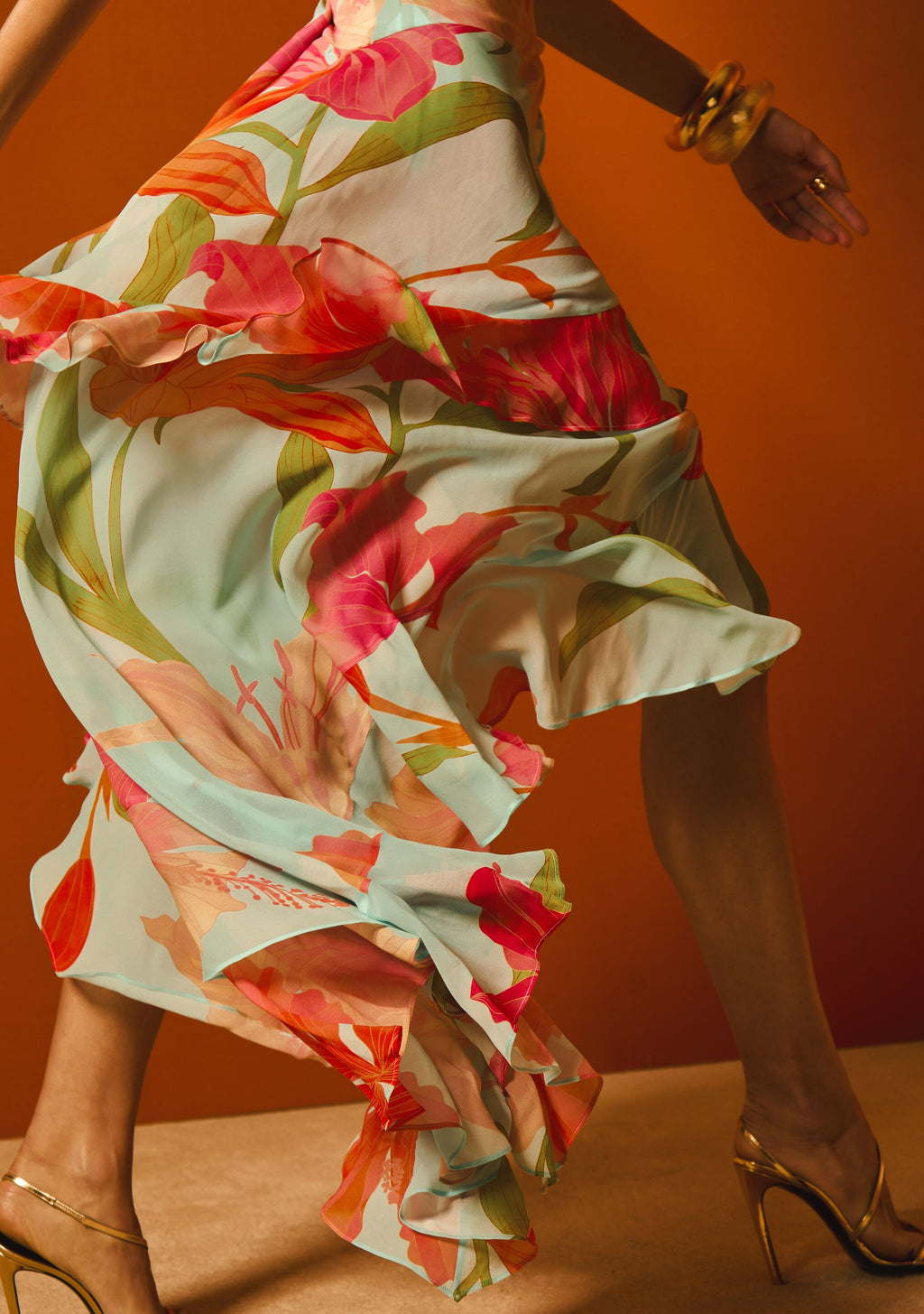Samara Silk Chiffon Dress by retrofête in Aqua Primavera, product image 2