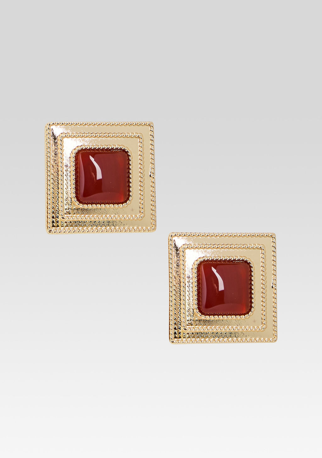 Umbriana Gemstone Earrings by retrofête in Red/Gold, product image 1