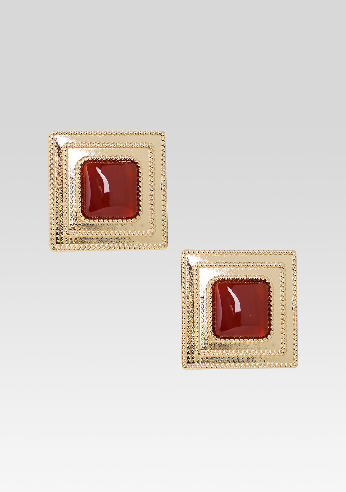 Umbriana Gemstone Earrings by retrofête in Red/Gold, product image 1