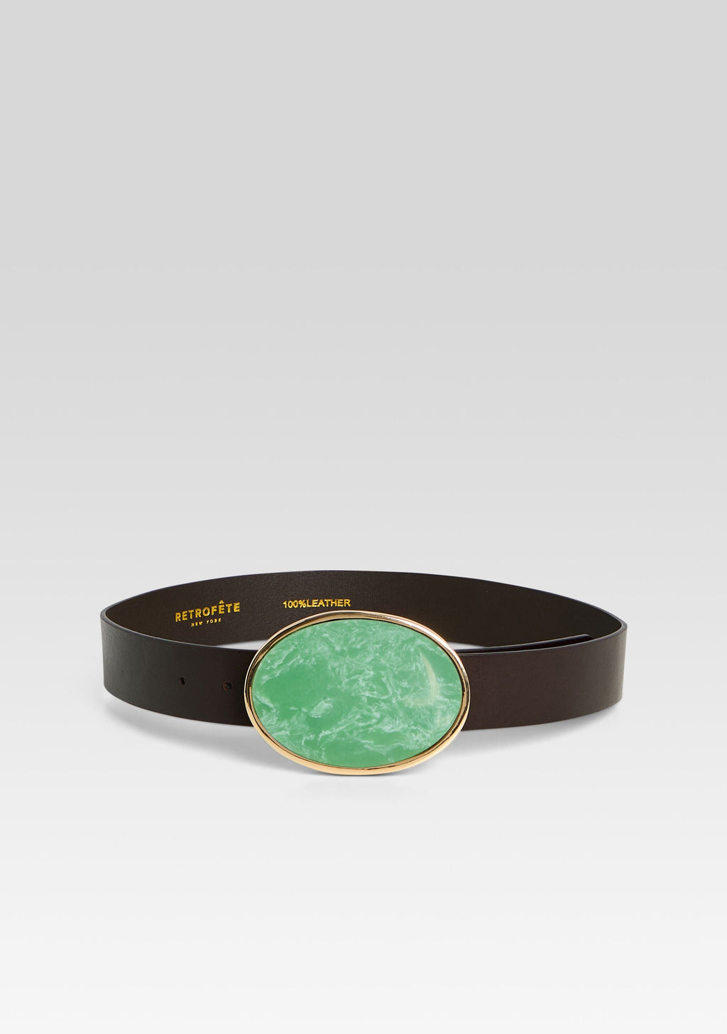 Dagmar High Waist Leather Belt by retrofête in Turquoise/Brown, product image 1