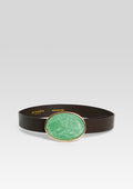 Dagmar High Waist Leather Belt by retrofête in Turquoise/Brown, product image 1