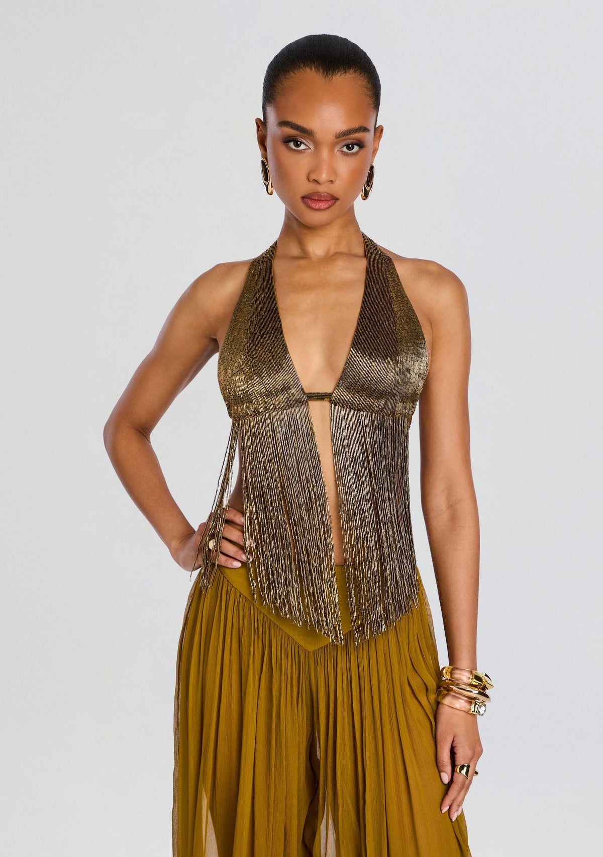 Sereya Embellished Top by retrofête in Ochre, product image 1
