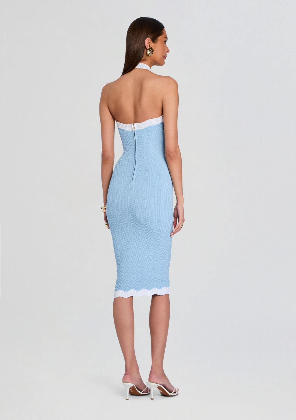Wane Rib Knit Dress by retrofête in Metallic Glace/Wht, product image 4