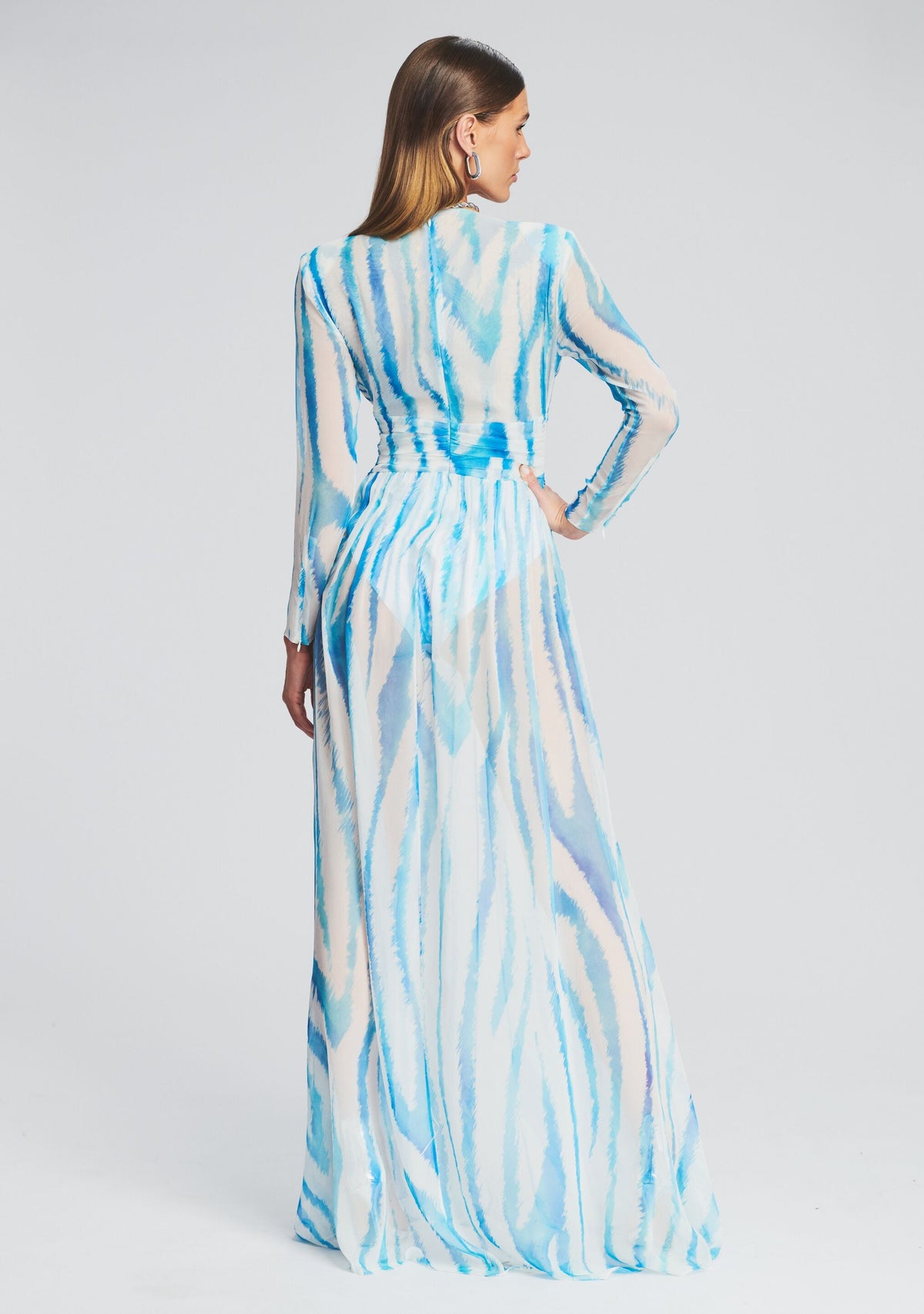 Angela Silk Chiffon Dress by retrofête in Blue Zebra, product image 4