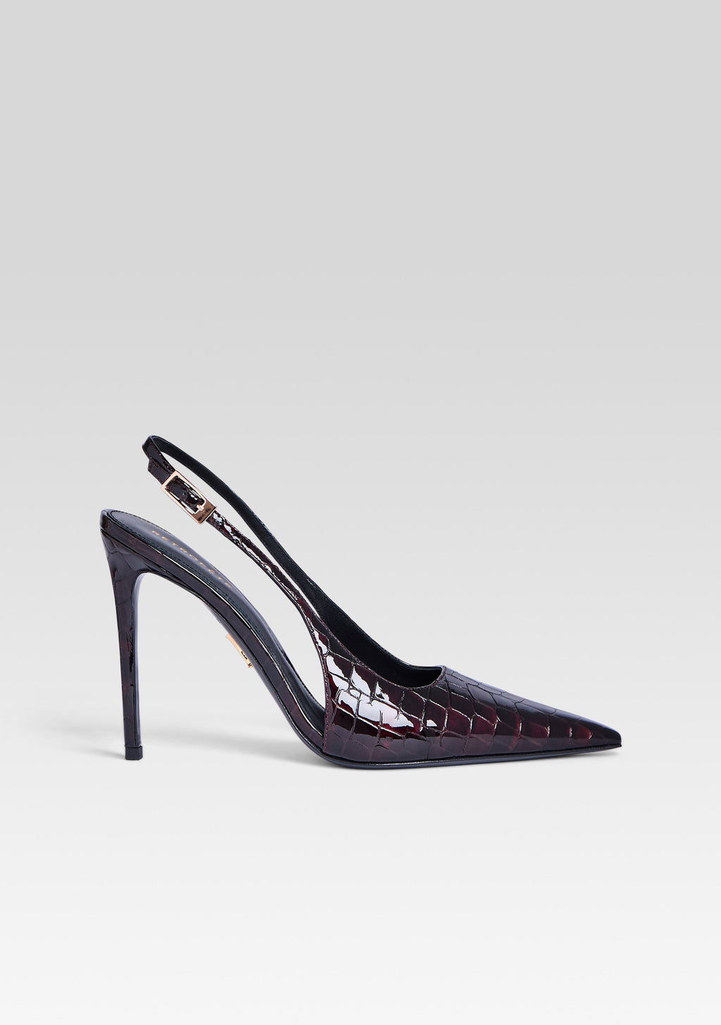 Cindy Slingback Heel by retrofête in Burgundy Croco, product image 1
