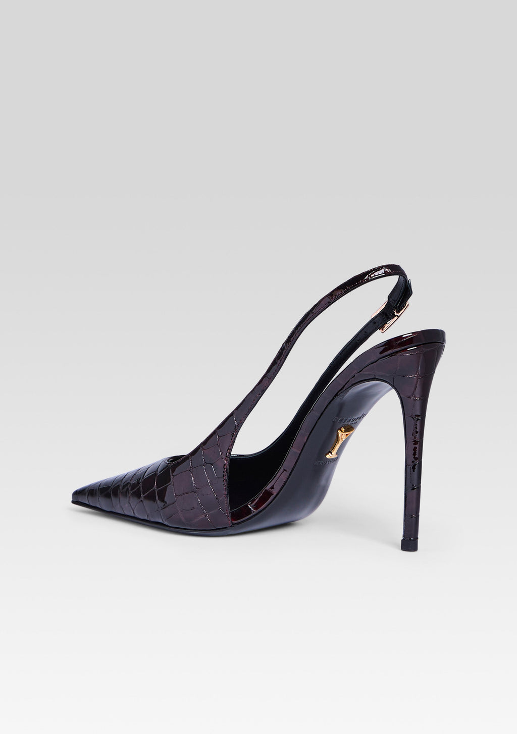 Cindy Slingback Heel by retrofête in Burgundy Croco, product image 5