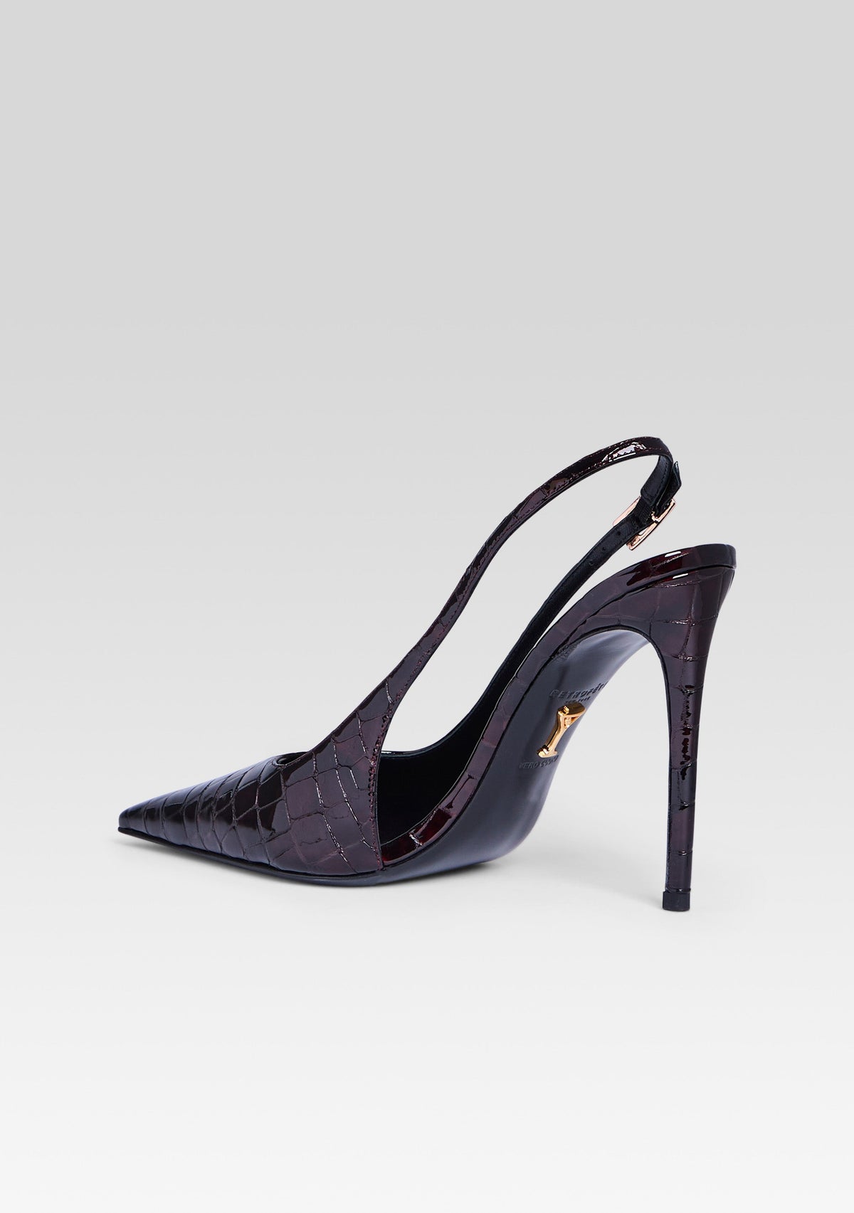 Cindy Slingback Heel by retrofête in Burgundy Croco, product image 5