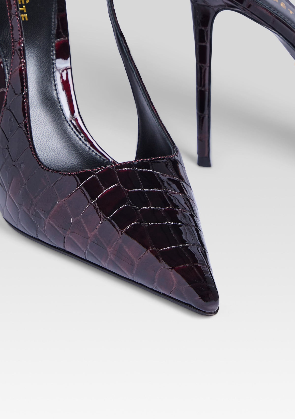 Cindy Slingback Heel by retrofête in Burgundy Croco, product image 3