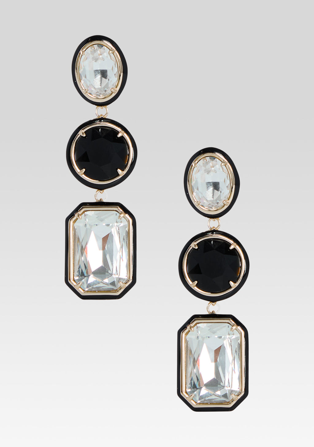 Camille Gemstone Drop Earrings by retrofête in Black, product image 1