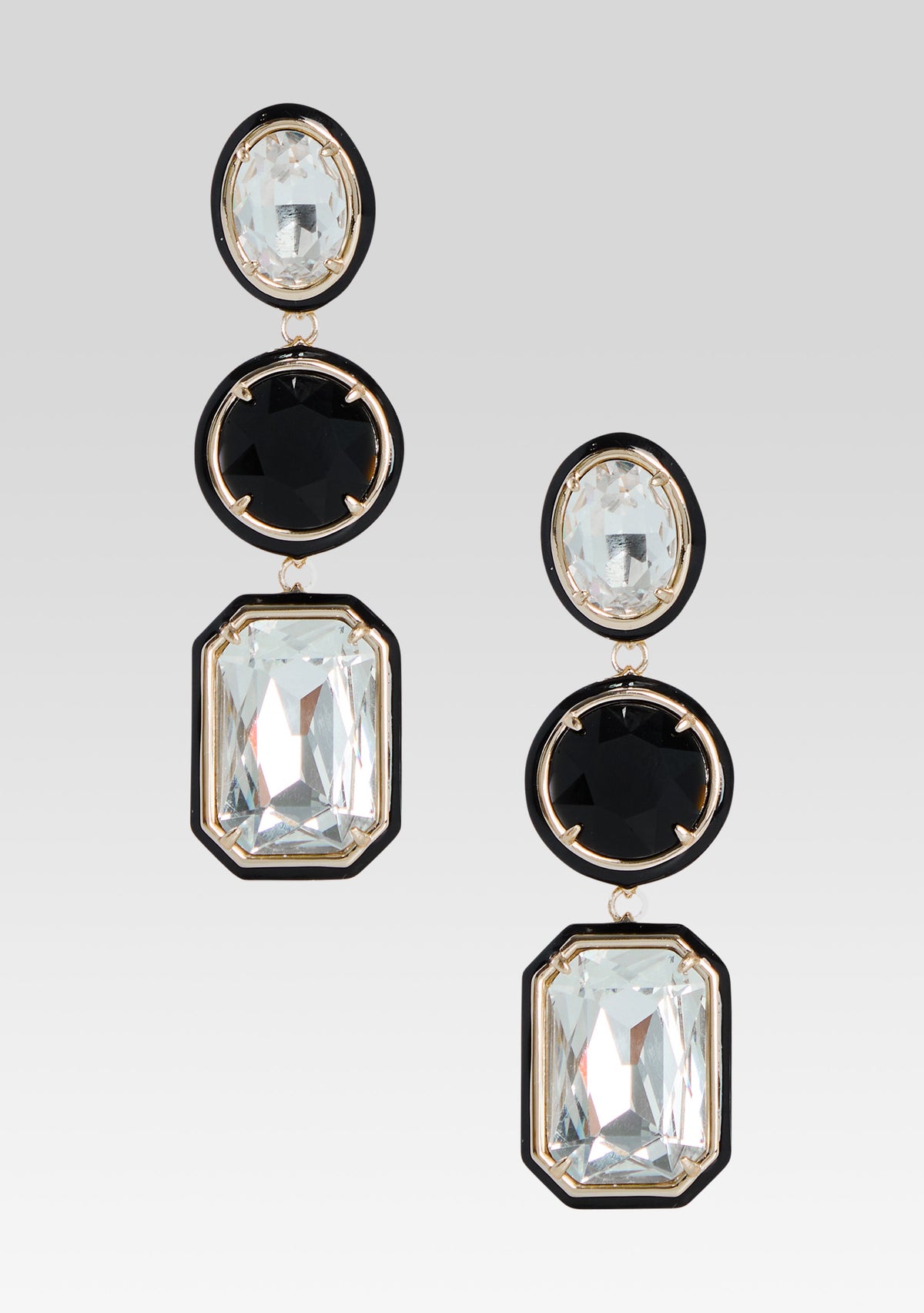 Camille Gemstone Drop Earrings by retrofête in Black, product image 1