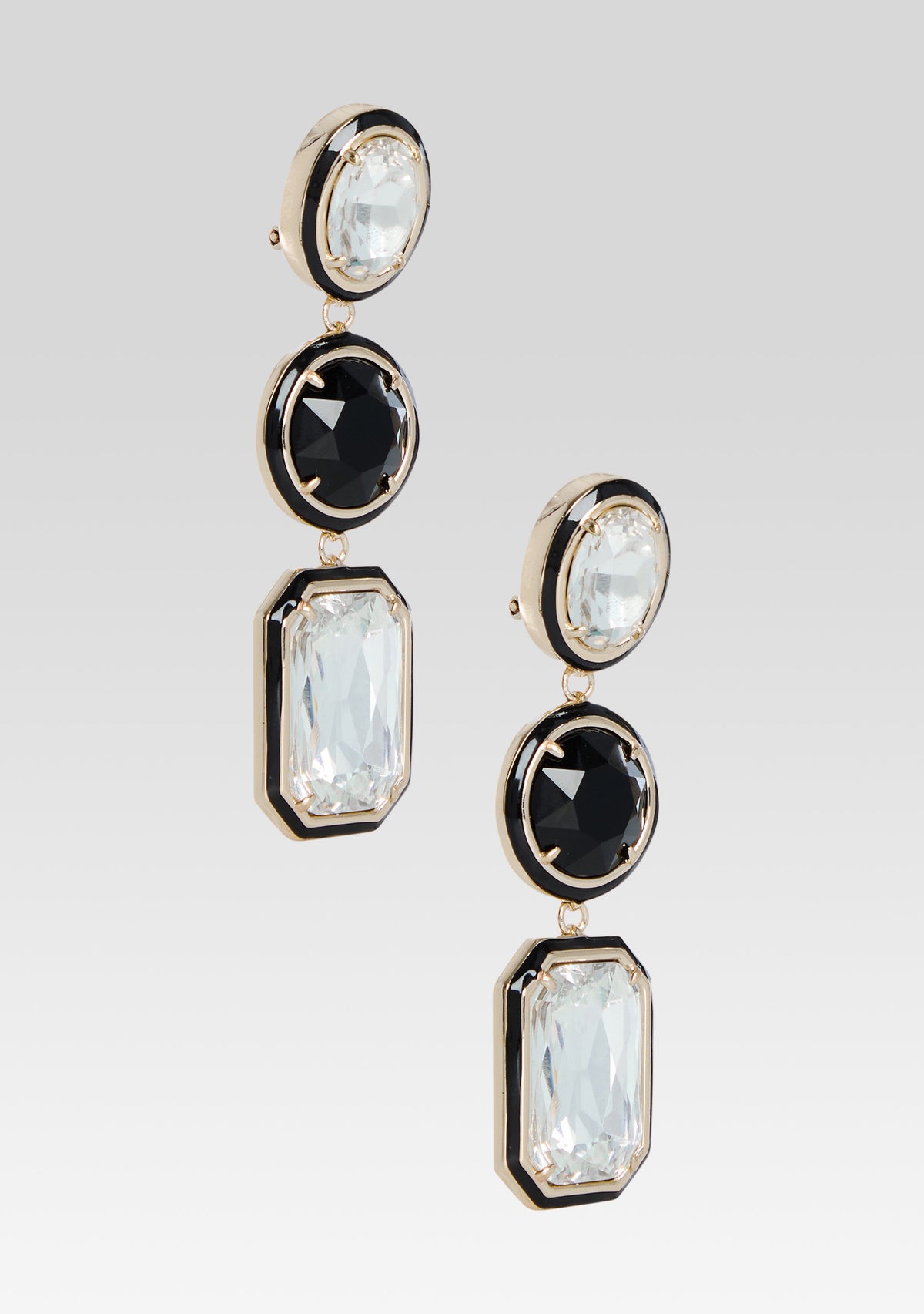 Camille Gemstone Drop Earrings by retrofête in Black, product image 3