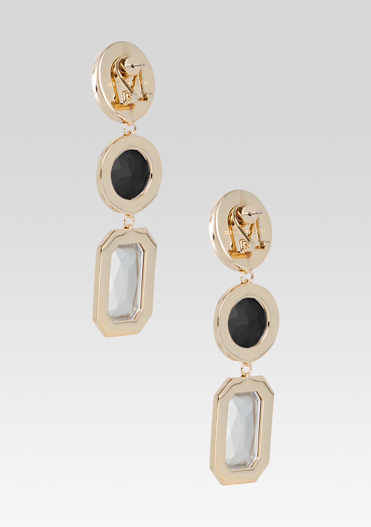Camille Gemstone Drop Earrings by retrofête in Black, product image 4