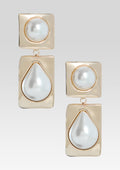 Savannah Pearl Drop Earrings by retrofête in Gold, product image 1