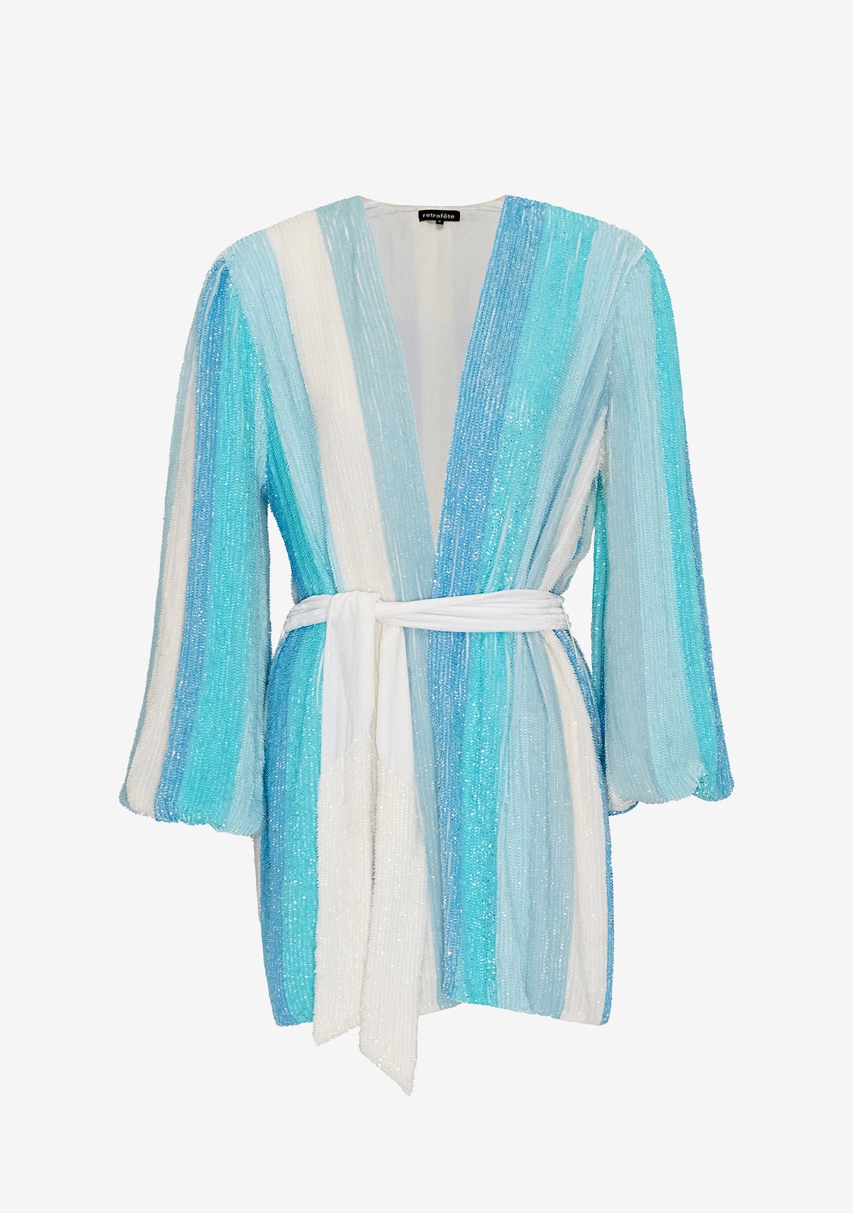Gabrielle Sequin Robe by retrofête in Blue Stripe, product image 7