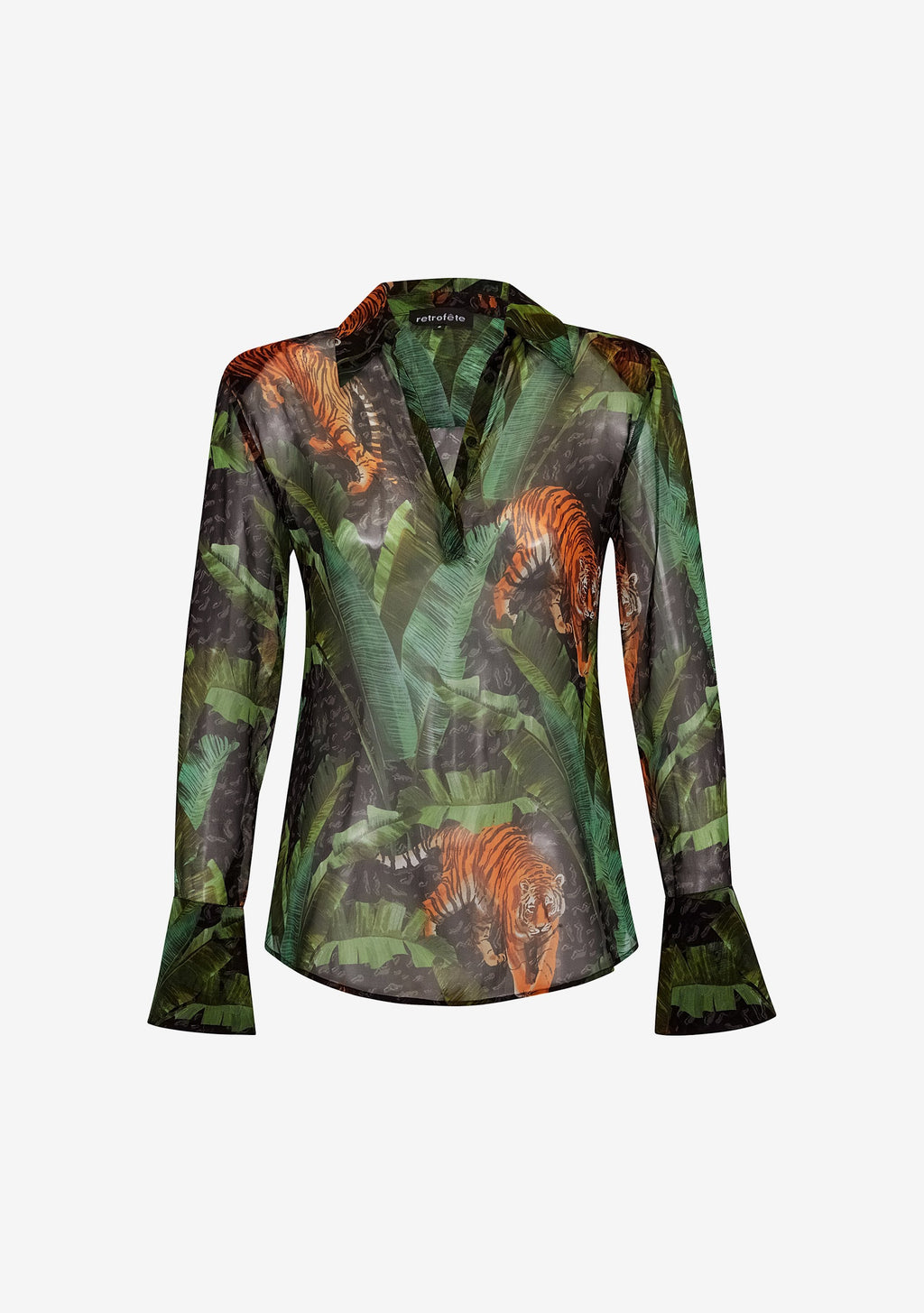 Joanna Silk Chiffon Shirt by retrofête in Safari, product image 5