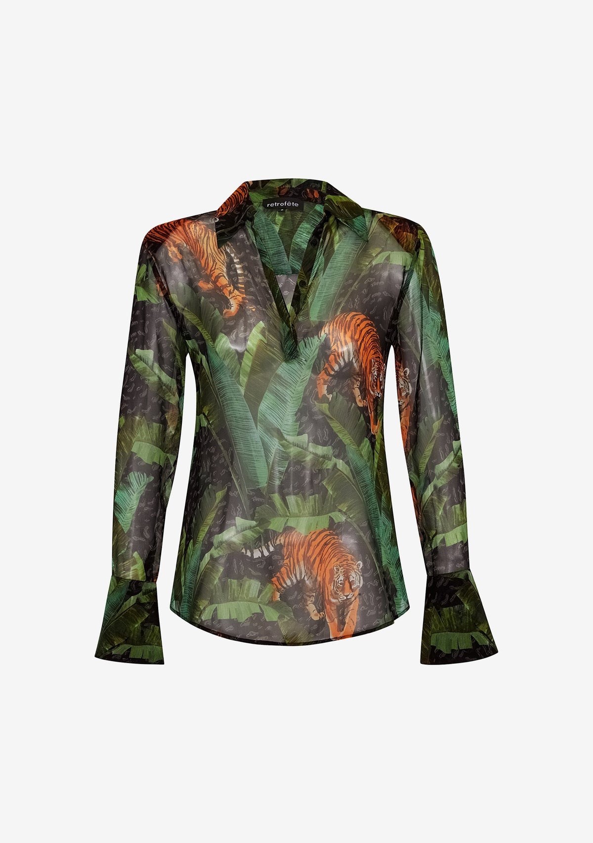 Joanna Silk Chiffon Shirt by retrofête in Safari, product image 5