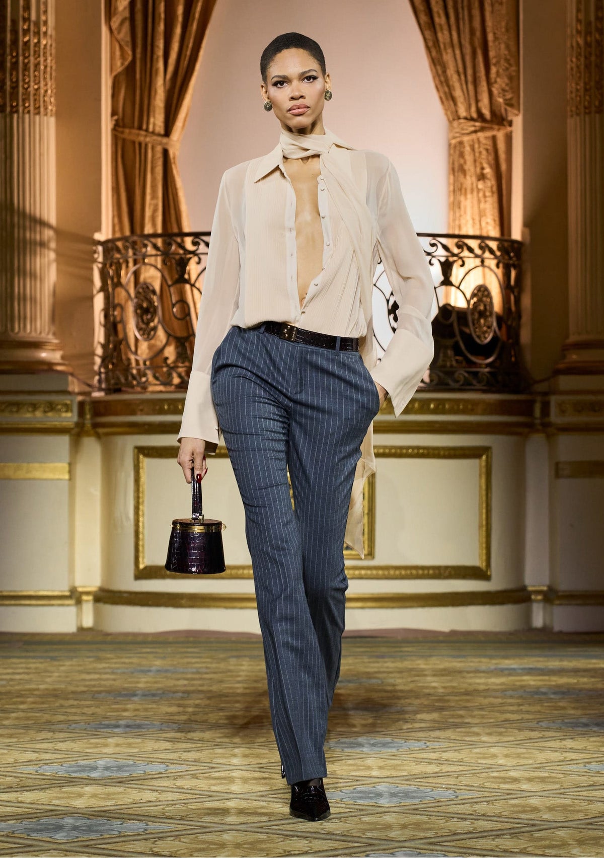 Jemma Silk Blouse by retrofête in Dusty Peach, product image 2