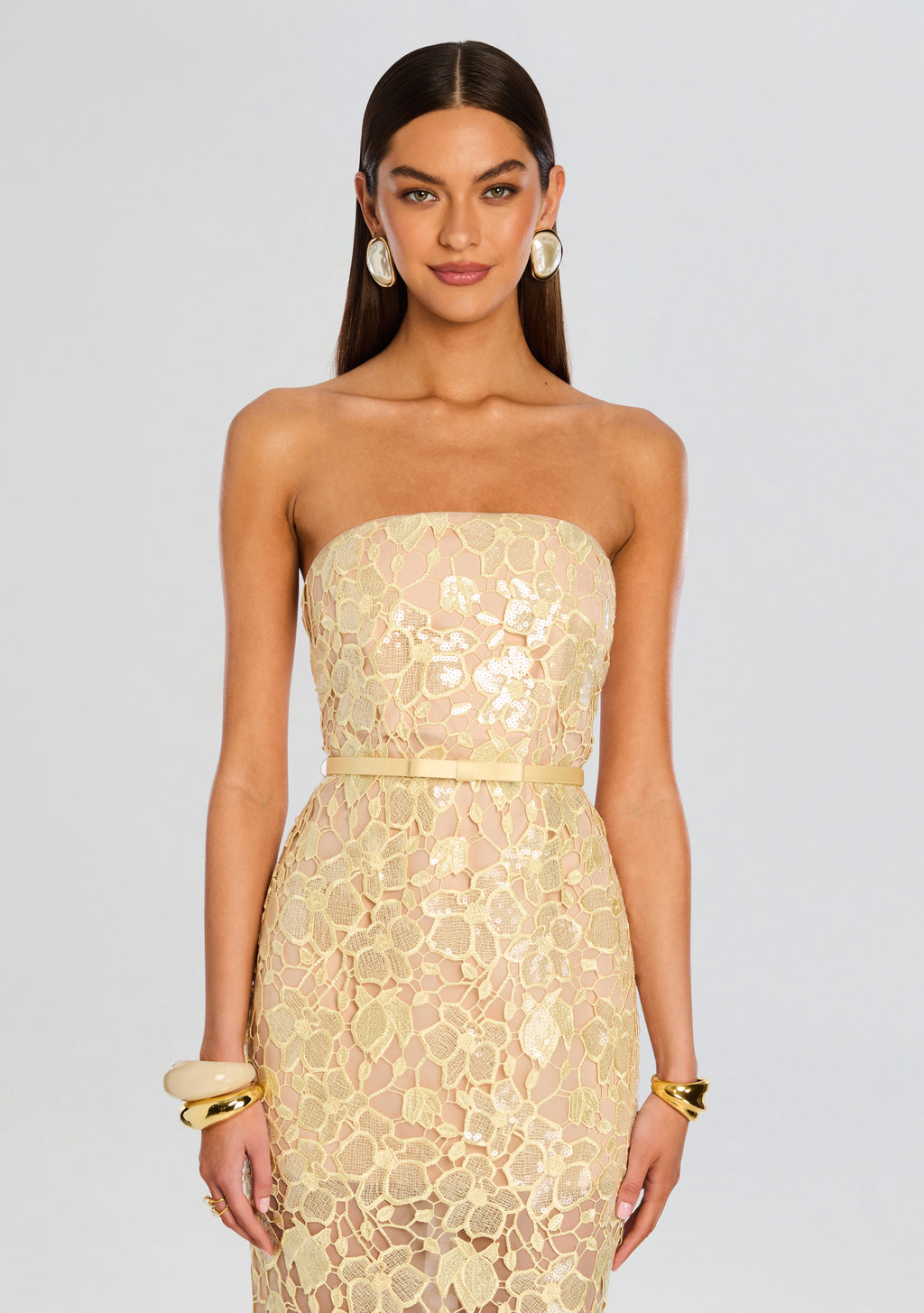Rowena Sequin Lace Dress by retrofête in Yuzu, product image 5