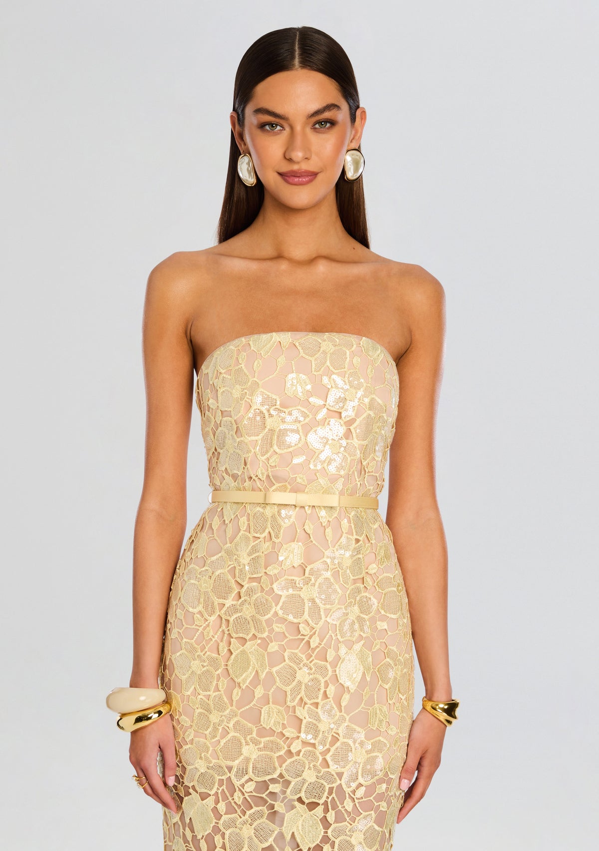 Rowena Sequin Lace Dress by retrofête in Yuzu, product image 5