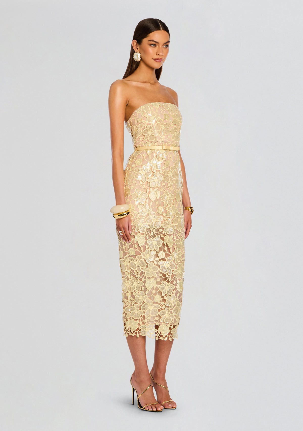 Rowena Sequin Lace Dress by retrofête in Yuzu, product image 3