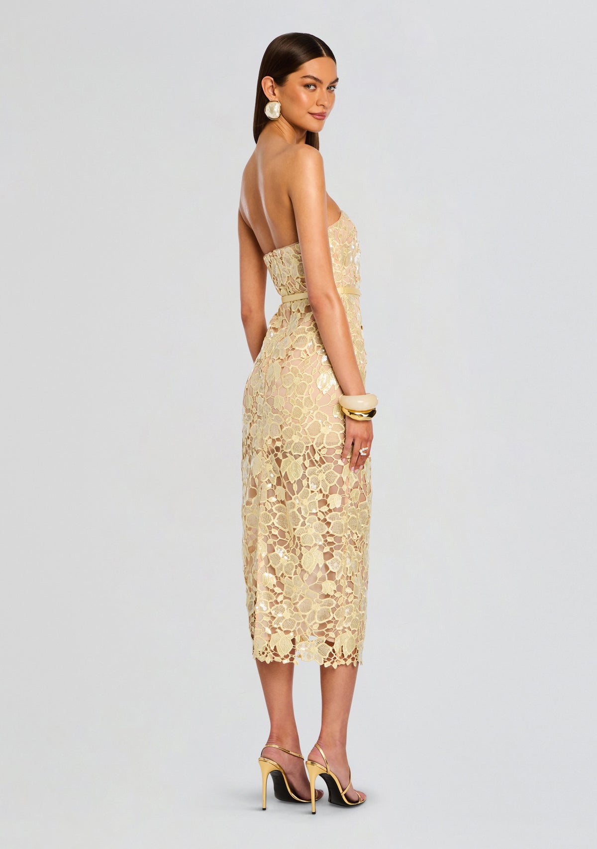 Rowena Sequin Lace Dress by retrofête in Yuzu, product image 4