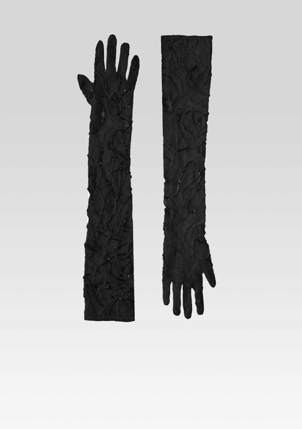 Royce Embellished Lace Gloves by retrofête in Black, product image 1