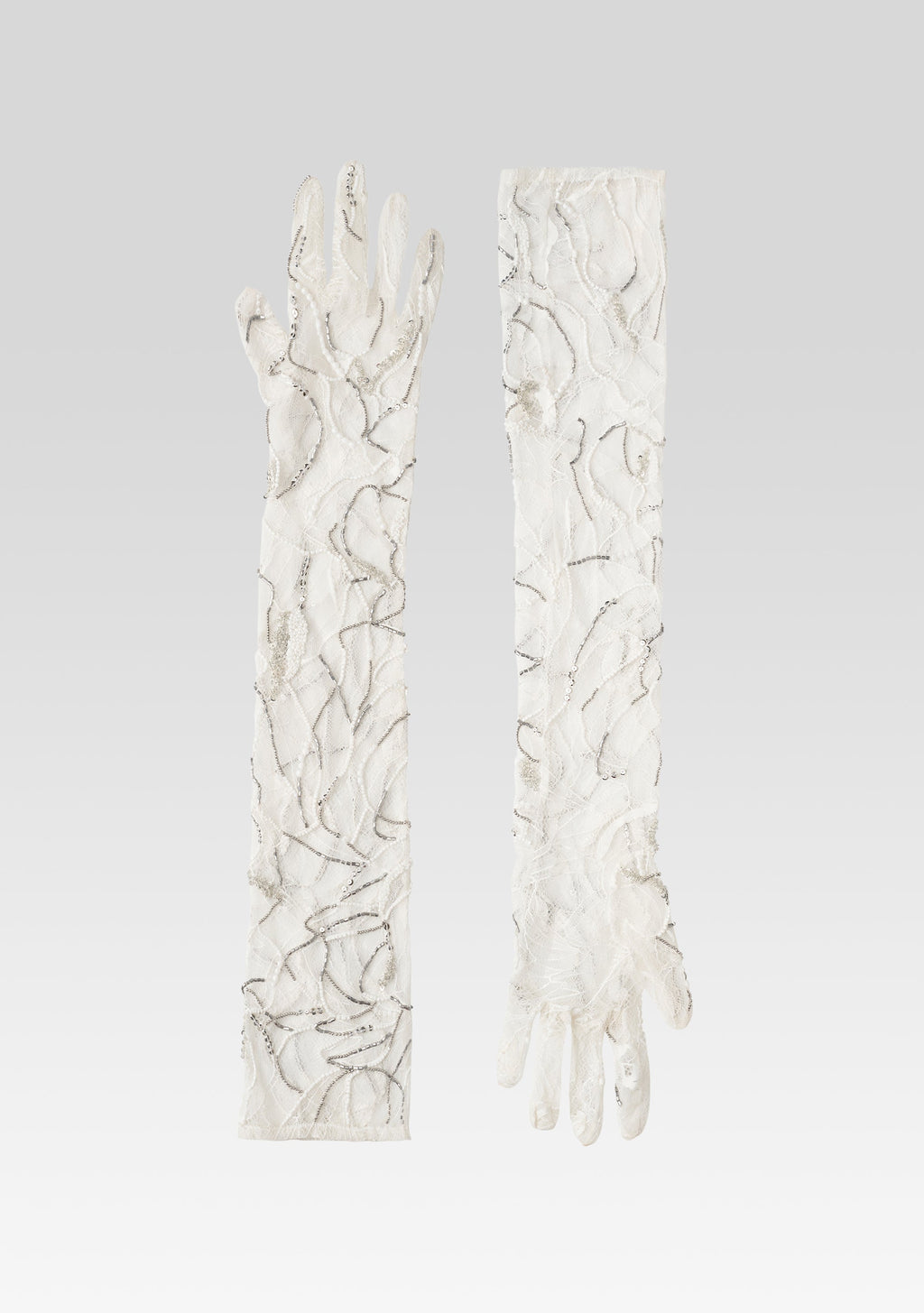 Royce Embellished Lace Gloves by retrofête in White, product image 1