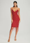 Fringe Billie Dress by retrofête in Red with Fringes, product image 1