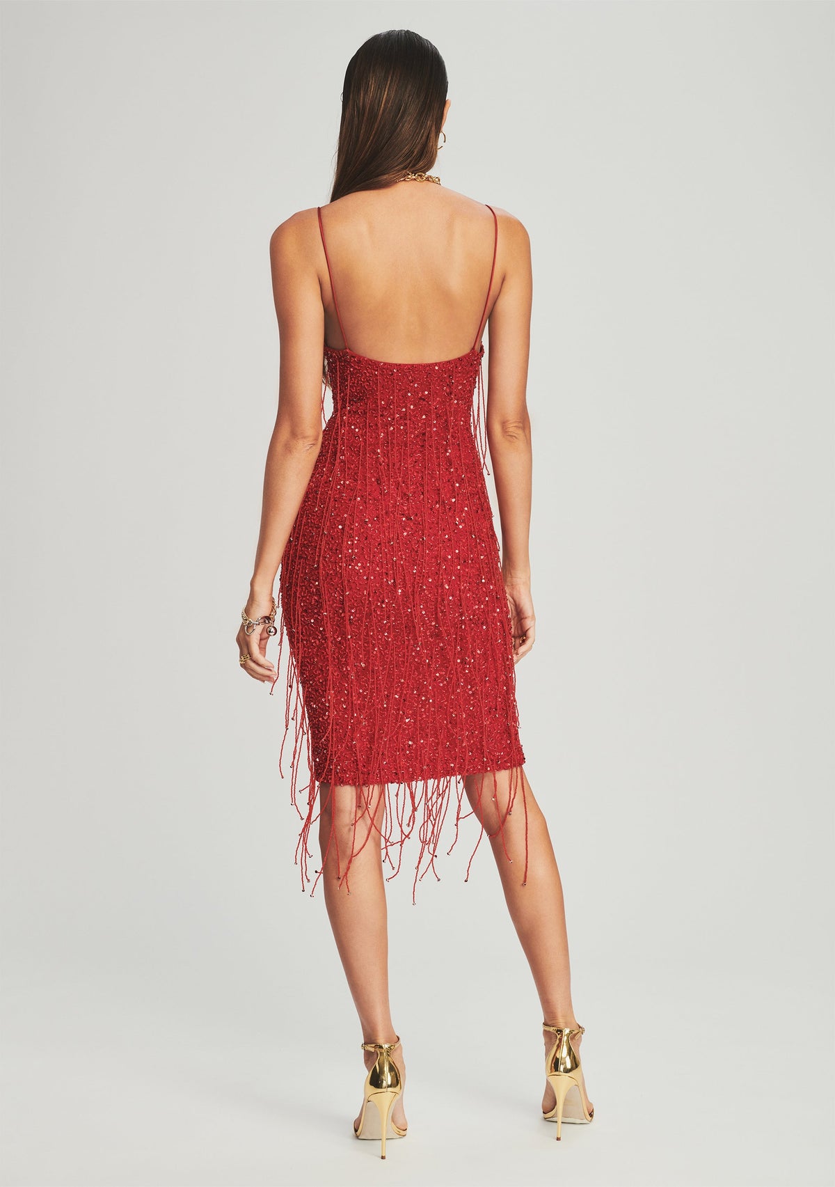 Fringe Billie Dress by retrofête in Red with Fringes, product image 5