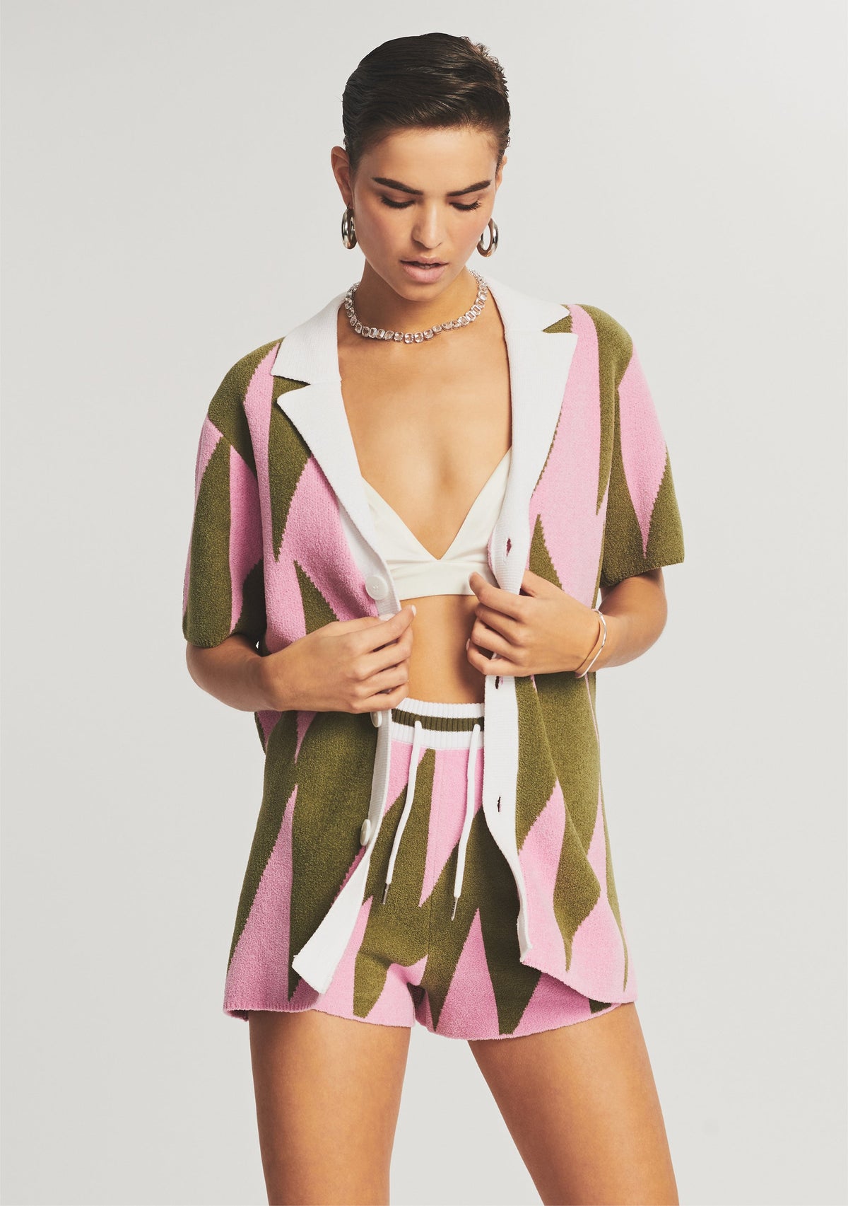 Lei Shirt by SEROYA in Pink + Green, product image 5