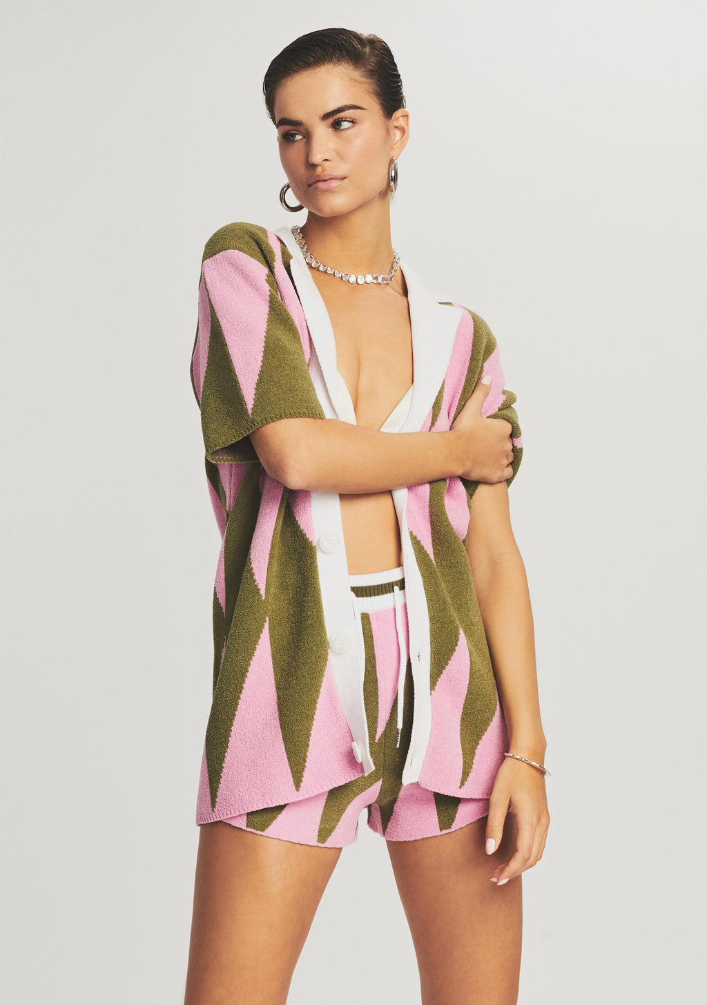 Lei Shirt by SEROYA in Pink + Green, product image 6
