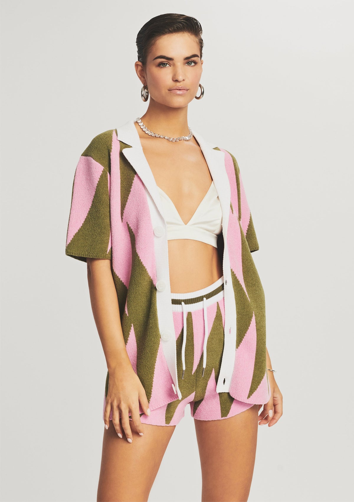 Lei Shirt by SEROYA in Pink + Green, product image 1