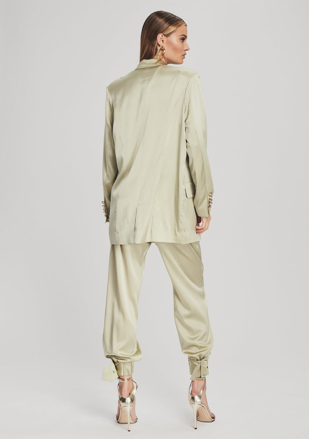 Pandora Silk Blazer by retrofête in Sage, product image 4