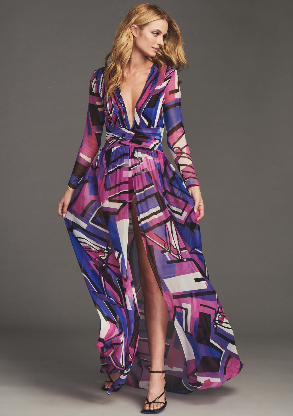 Angela Silk Chiffon Dress by retrofête in Graffiti, product image 6