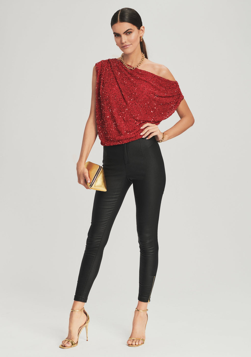 Myles Sequin Top by retrofête in Red, product image 2